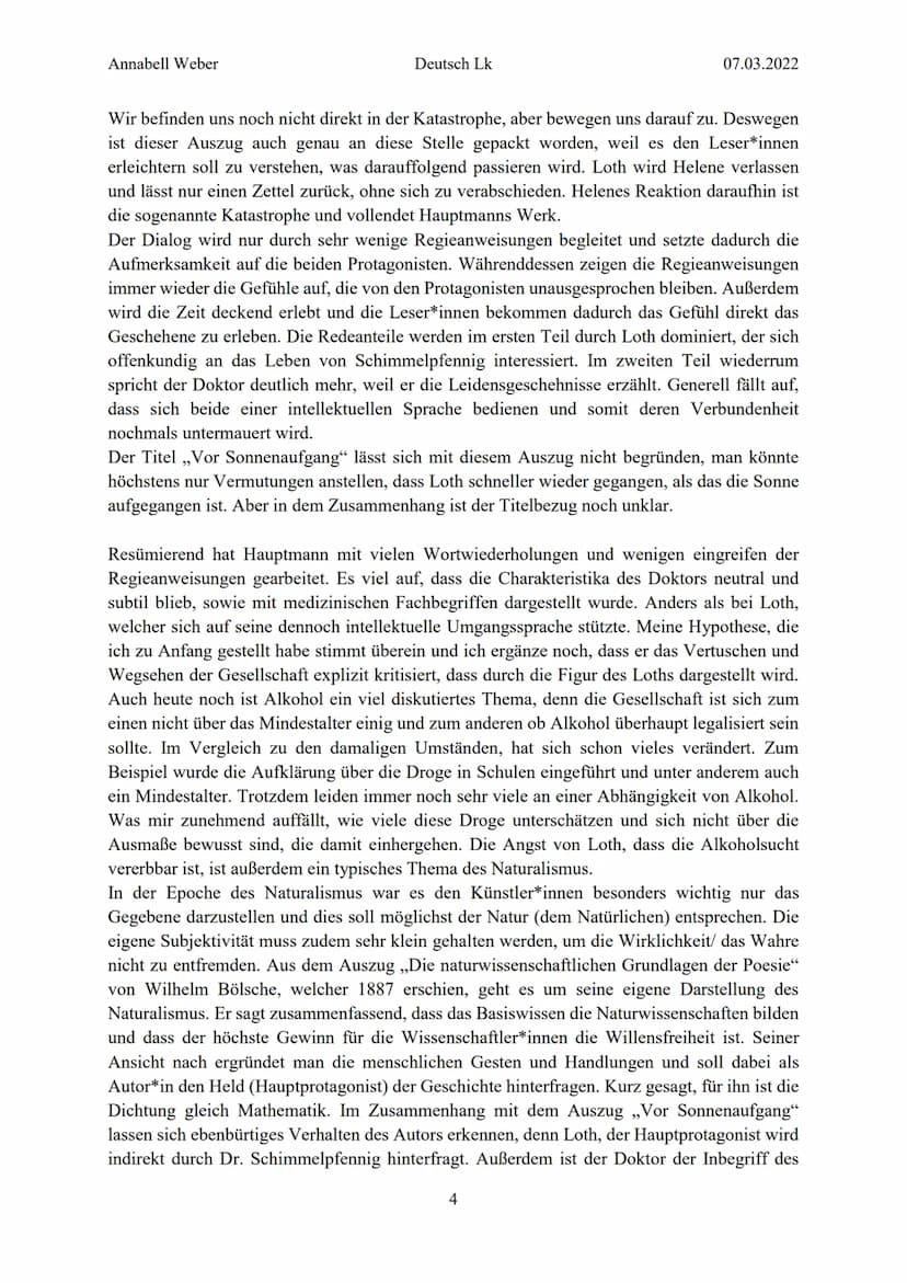 Annabell Weber
Deutsch Lk
07.03.2022
Dramenanalyse - ,,Vor Sonnenaufgang" von Gerhart Hauptmann
Alkohol ist eine der gefährlichsten Drogen, 