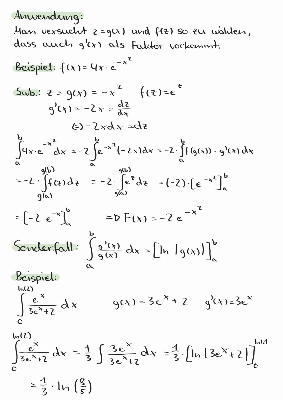 Partielle Integration
Formel:
[uce)- v'er]dx = [uur)-vers]" - Ju'ers vo
Anwendung:
Es sollte u'(x) • v(x) bei der Integration
einfacher" als