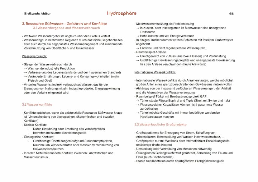 Erdkunde Abitur
1. Grundlagen
- Wasser als wesentlicher Bestandteil des globalen Ökosystems
- Voraussetzung für alles Leben auf unserem Plan