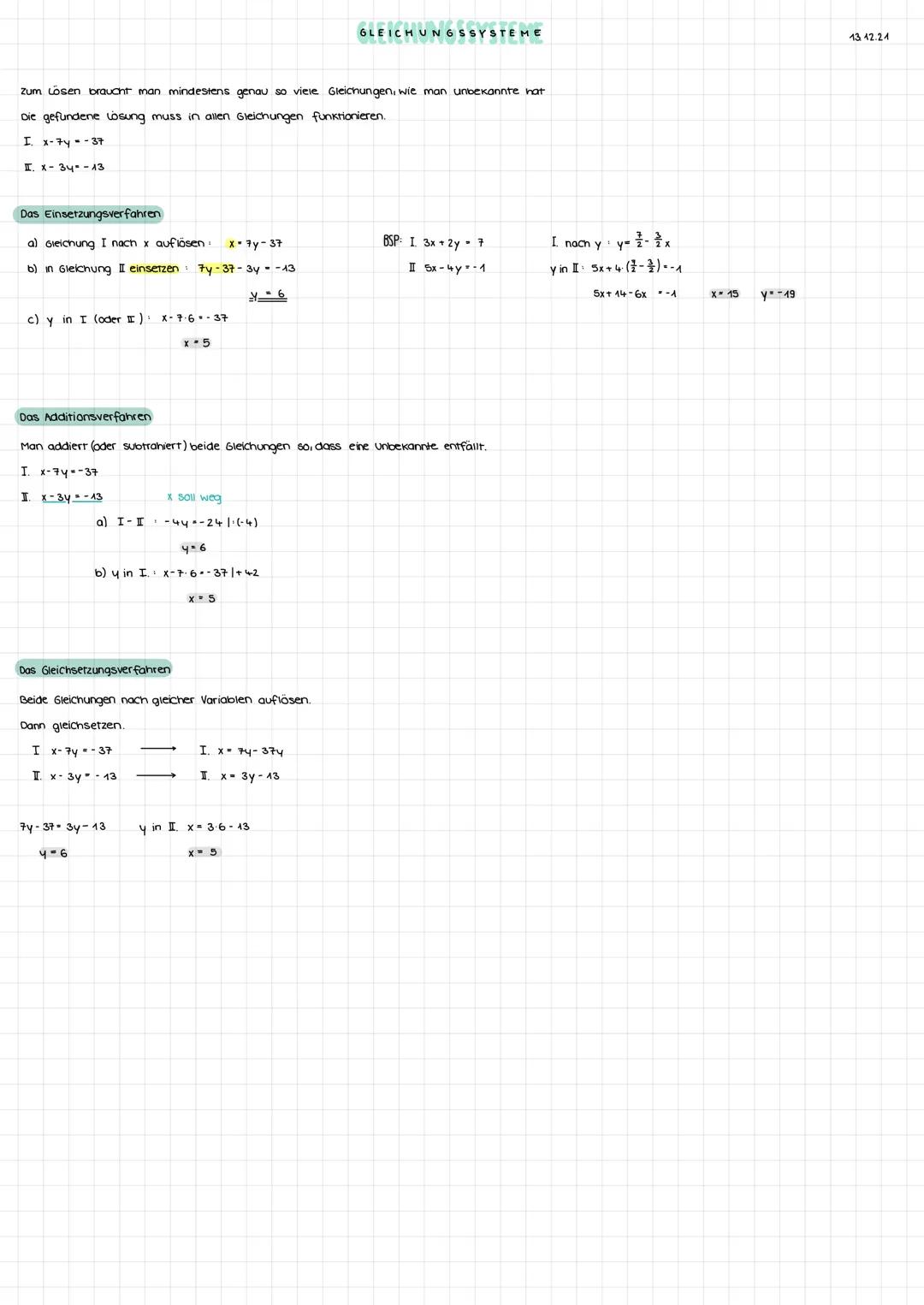 # GLEICHUNGSSYSTEME

13 12.24

zum cosen braucht man mindestens genau so viele Gleichungen, wie man unbekannte hat
Die gefundene losung muss