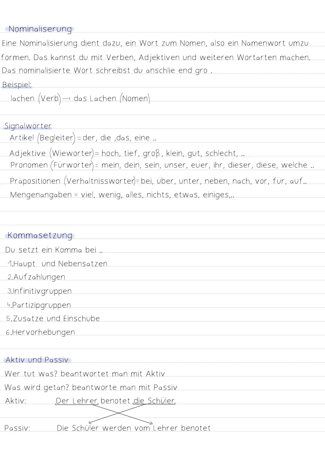 Deutsche PIO
Prüfung Satzglieder
Subjekt: Wer oder Was?
Prädikat: Was geschieht/Was passiert?
Objekt:
-Akkusativ: Wen oder Was?
-Dativ: Wem?