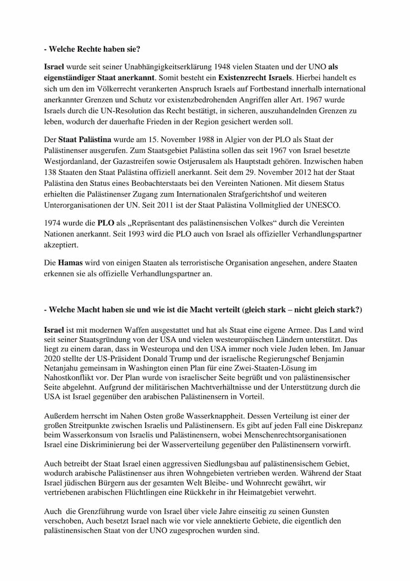 a) Konfliktursachen:
Nahostkonflikt
- Um welche Streiftrage geht es?
Juden als auch Araber erheben auf Grund ihrer Geschichte Anspruch auf d
