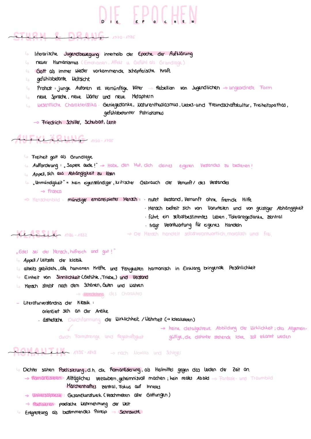 sevene arana
L
↳ literarische Jugendbewegung innerhalb der Epoche der Aufklärung
4 neuer Humanismus (Emotionen, Affekt u. Gefühl als Grundla