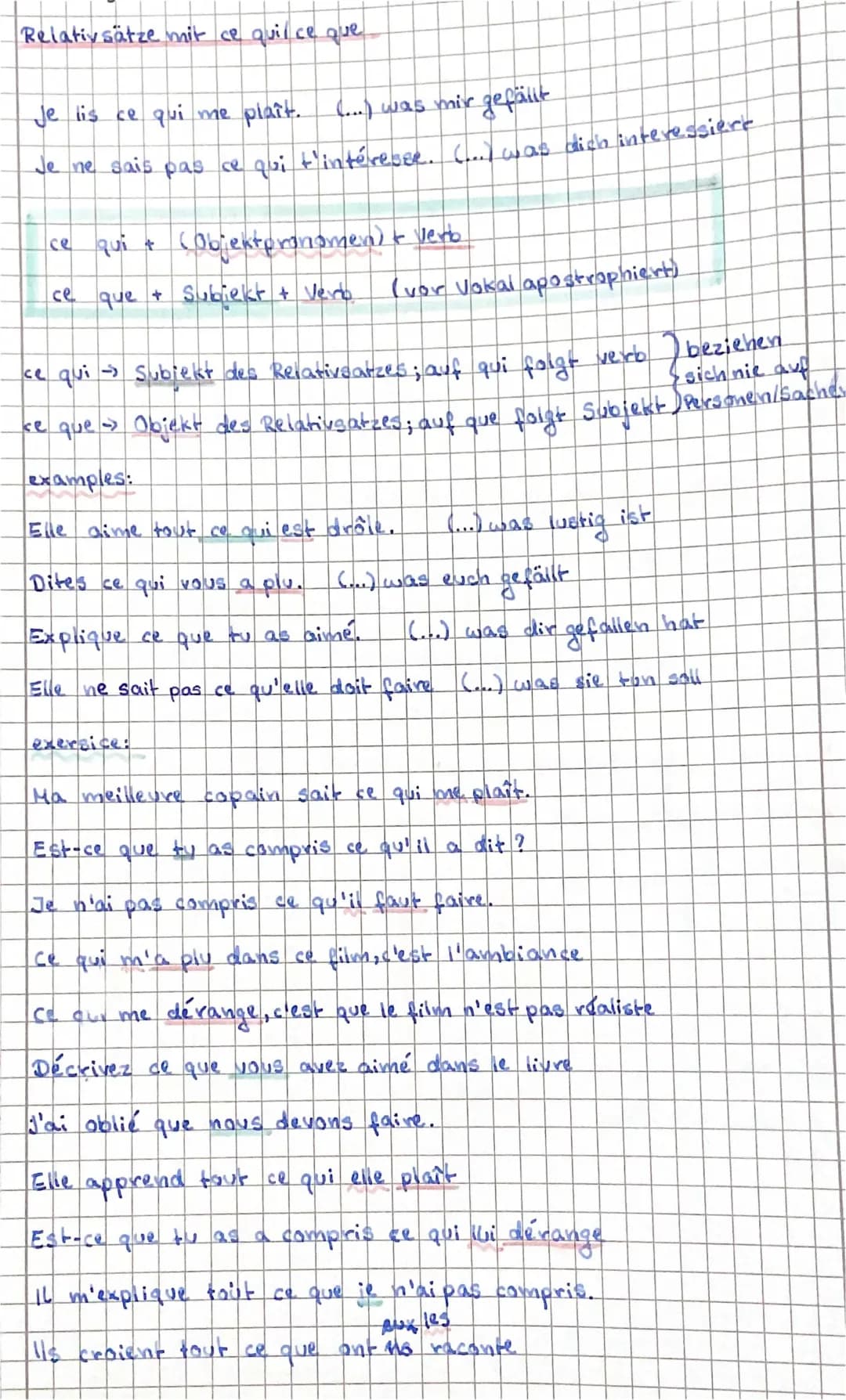 Relativsätze mit ce qui/ ce que