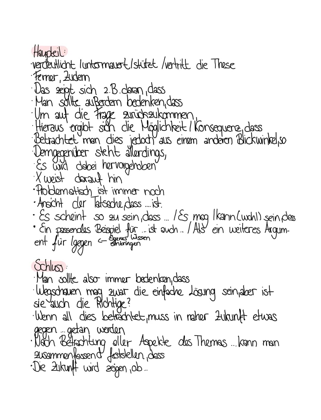 Material gestütztes Schreiben
Kommentar
Merkmale:
•· Überschrieft <- Intressant
•Problem darstellung also Problem erklären, mit these
• Krit