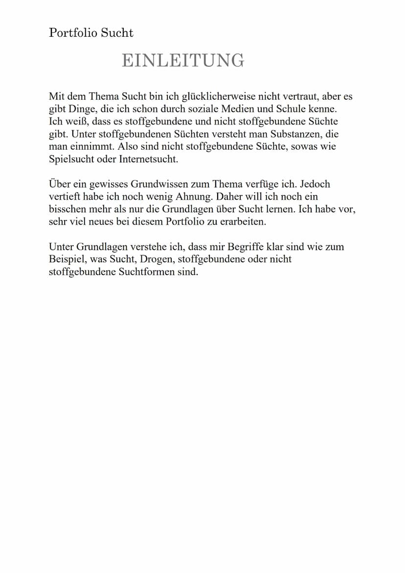 Portfolio Sucht
SUCHT
ED Portfolio Sucht
EINLEITUNG
Mit dem Thema Sucht bin ich glücklicherweise nicht vertraut, aber es
gibt Dinge, die ich