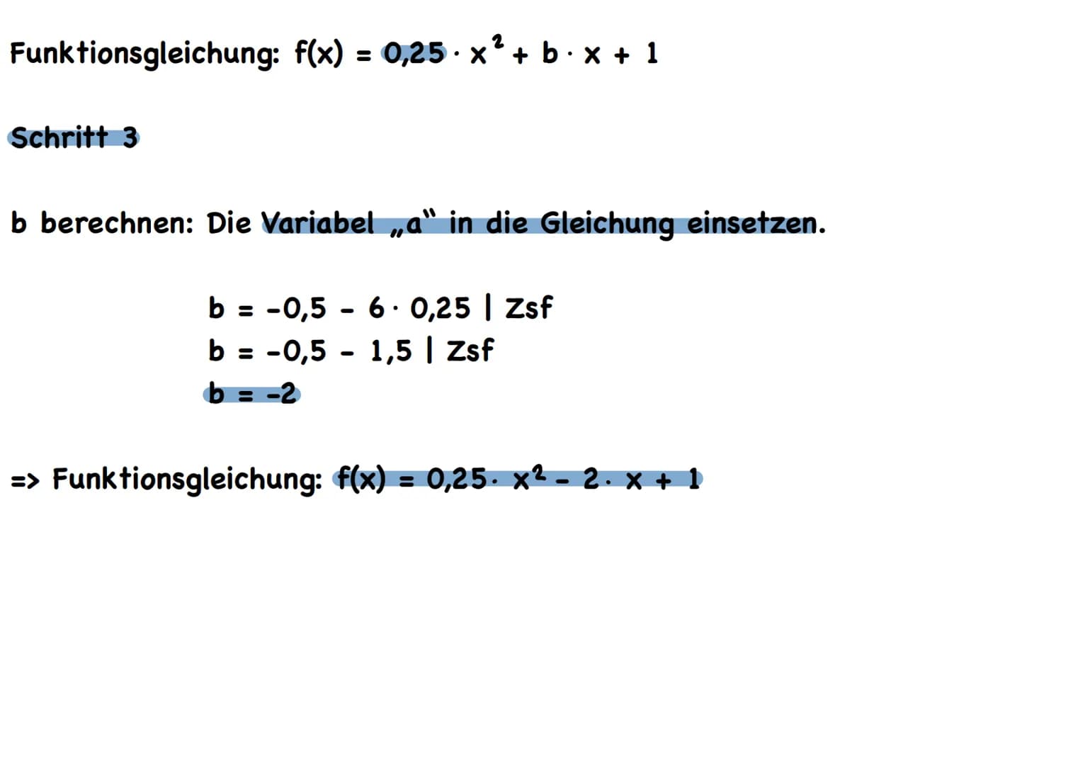 Darstellungsformen
●
Scheitelpunktform: f (x) = 2 (x-1)²8
1
Streckfaktor
f (x) = a (x -d) ²+ e
quadratischer Funktionsgleichungen
↓
f (x) = 