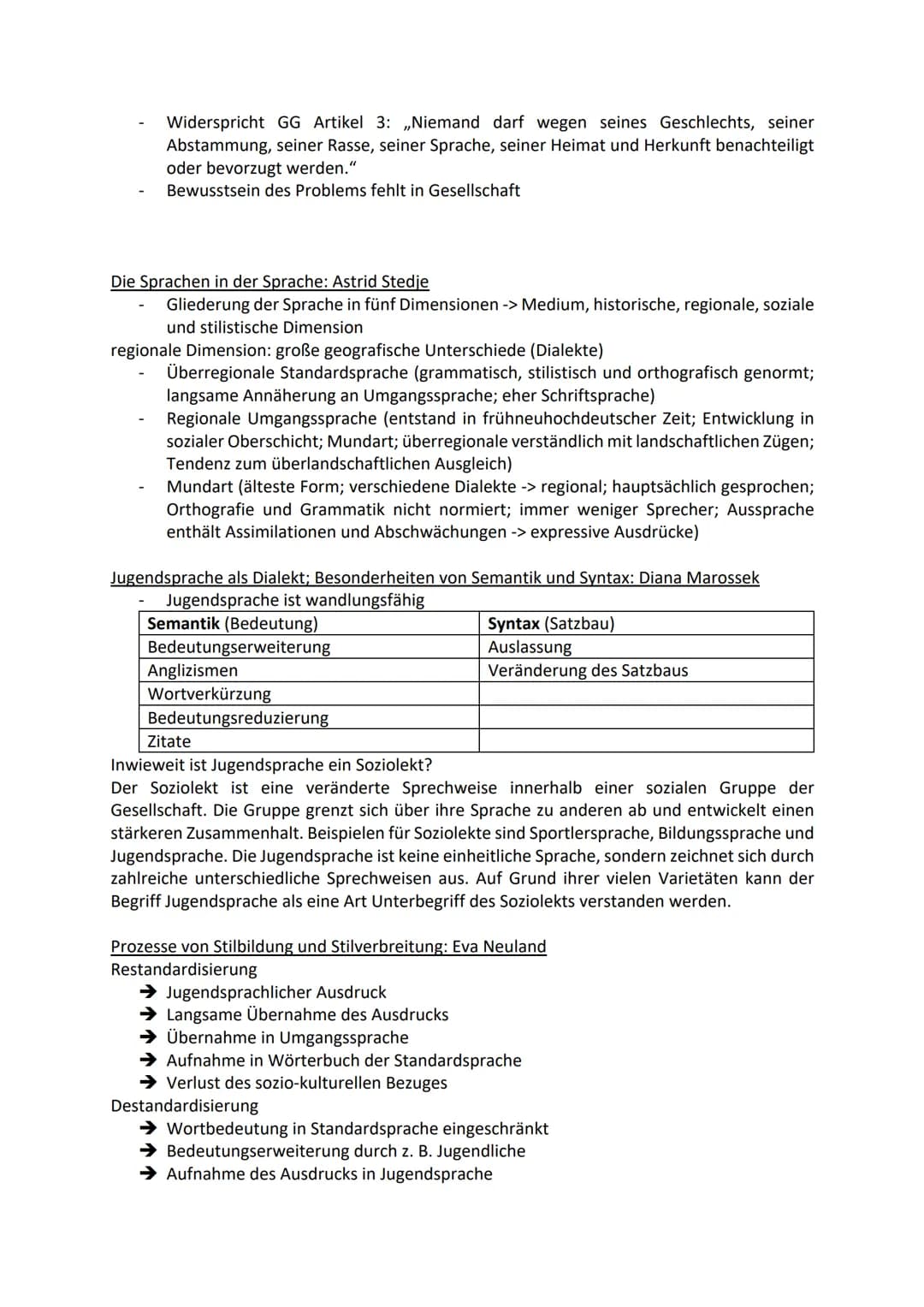 Deutschklausur
Sprachliche Varietäten
Aufbau einer Analyse:
1. Einleitungssatz (Titel, Autor, Textsorte, Entstehungsjahr, Medium)
2. Thema b