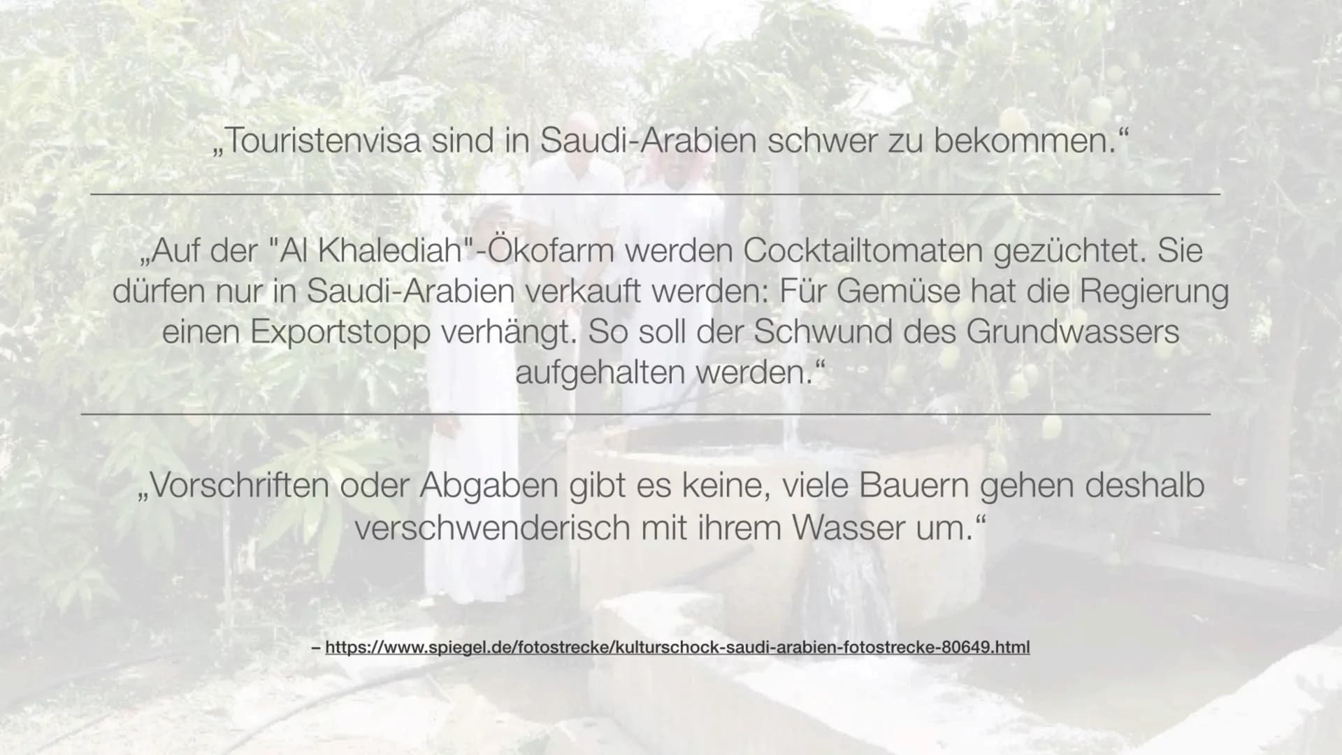 Saudi-Arabien
Wie nachhaltig ist die Landwirtschaft in Saudi-Arabien? Inhaltsverzeichnis
●
●
●
●
●
●
●
●
●
●
●
●
Lokalisierung
Aktuelle Situ