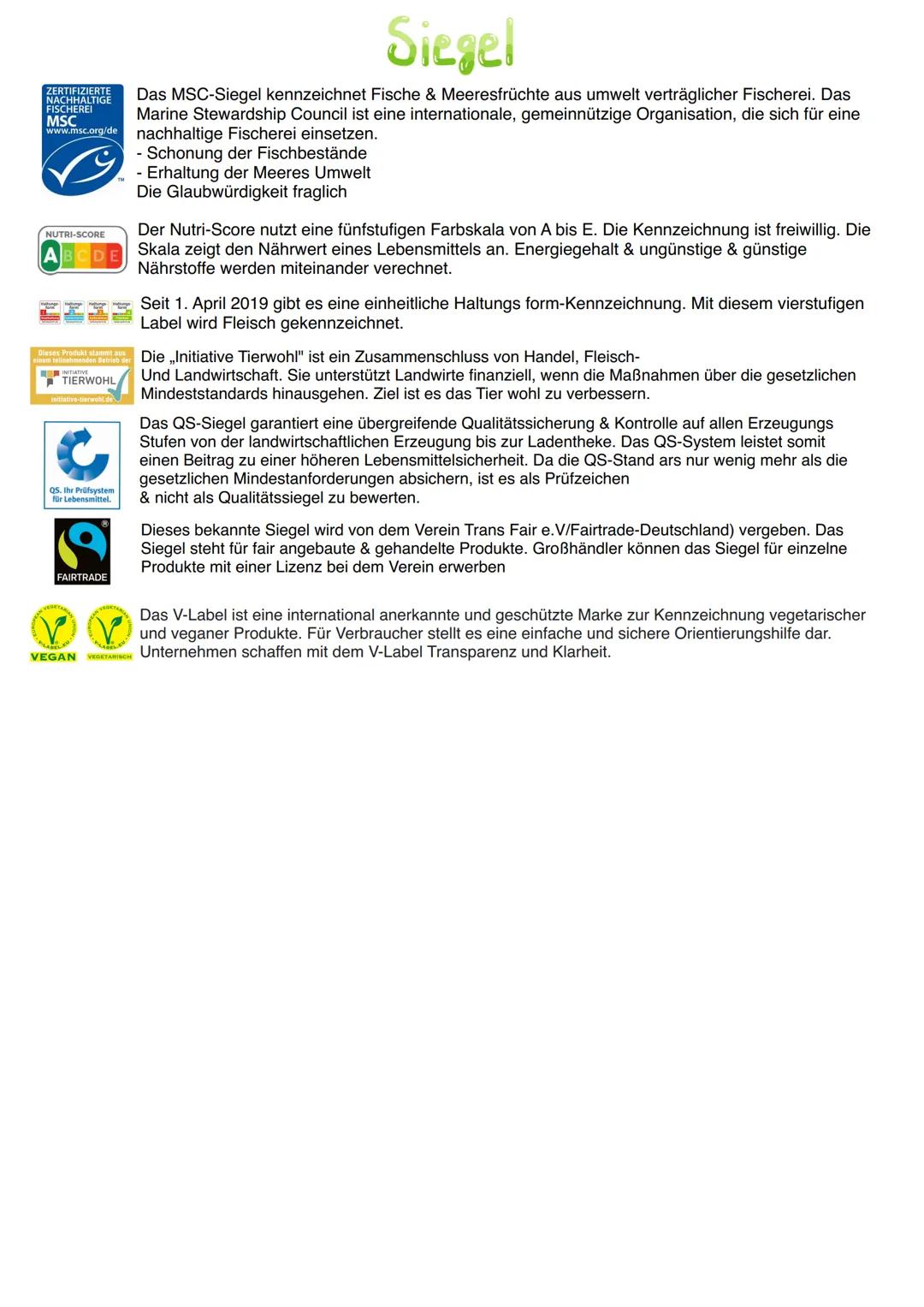 # Siegel

Auf Lebensmittelverpackungen geht es bunt zu. Da tummelt sich neben gesetzlich vorgeschriebenen
Kennzeichnungen & freiwilligen Ang