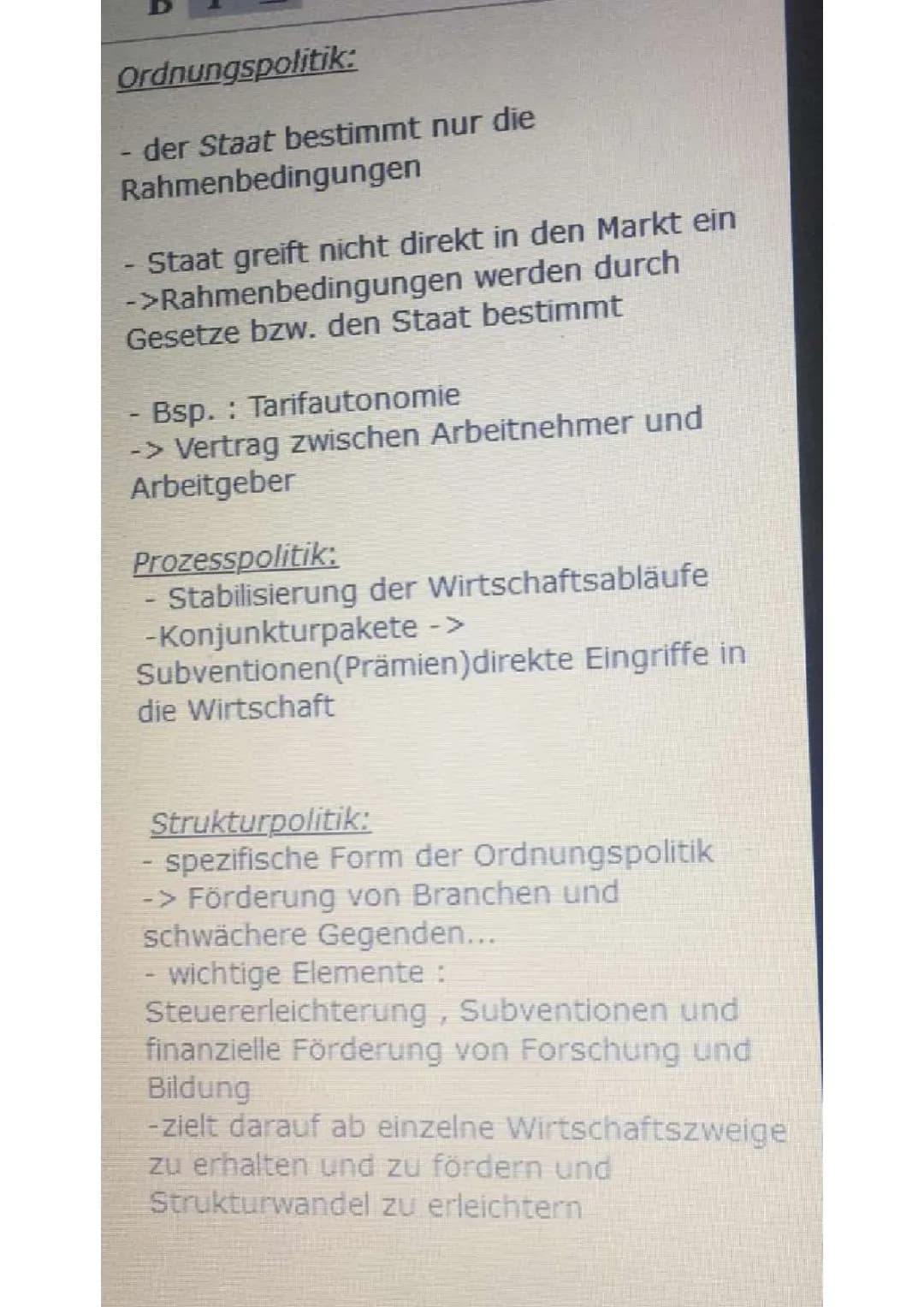 Die Bedeutung von Ordnungspolitik, Prozesspolitik und Strukturpolitik