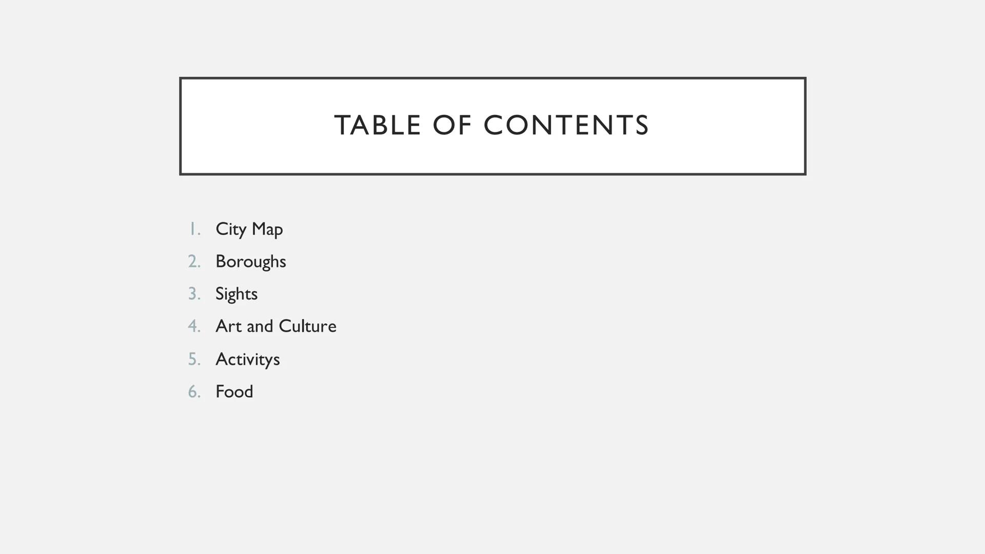 bainod M
mnm
EXYFLE
anumi
NEW YORK
THE
Geine
https://lmy.de/gFmmM TABLE OF CONTENTS
1. City Map
2. Boroughs
3. Sights
4. Art and Culture
5. 