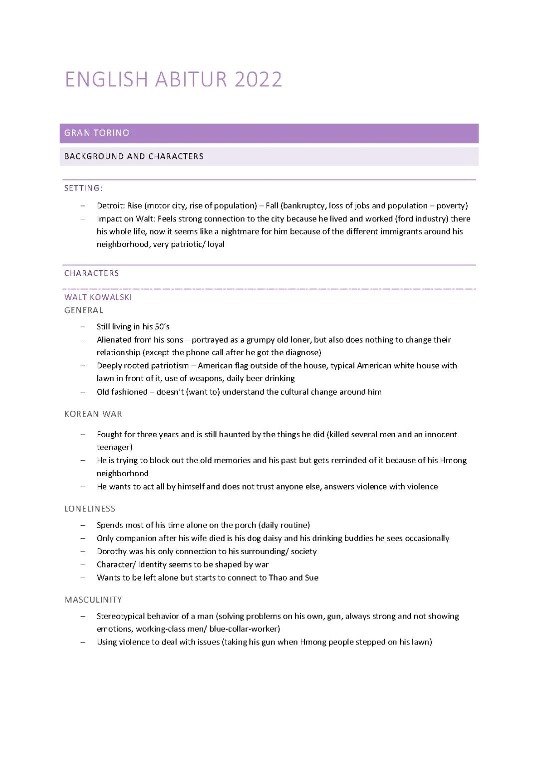 Gran Torino & Crooked Letter Study Guide: Summary, Tasks, and Solutions for Your Abitur