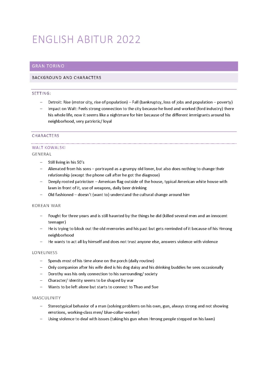 Gran Torino & Crooked Letter Study Guide: Summary, Tasks, and Solutions for Your Abitur