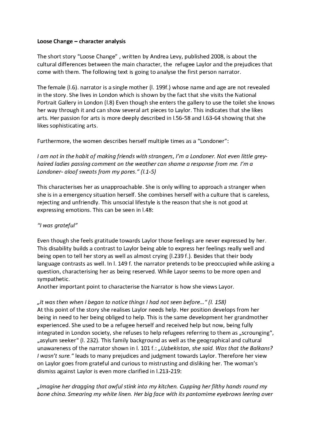 Loose Change (character analysis)