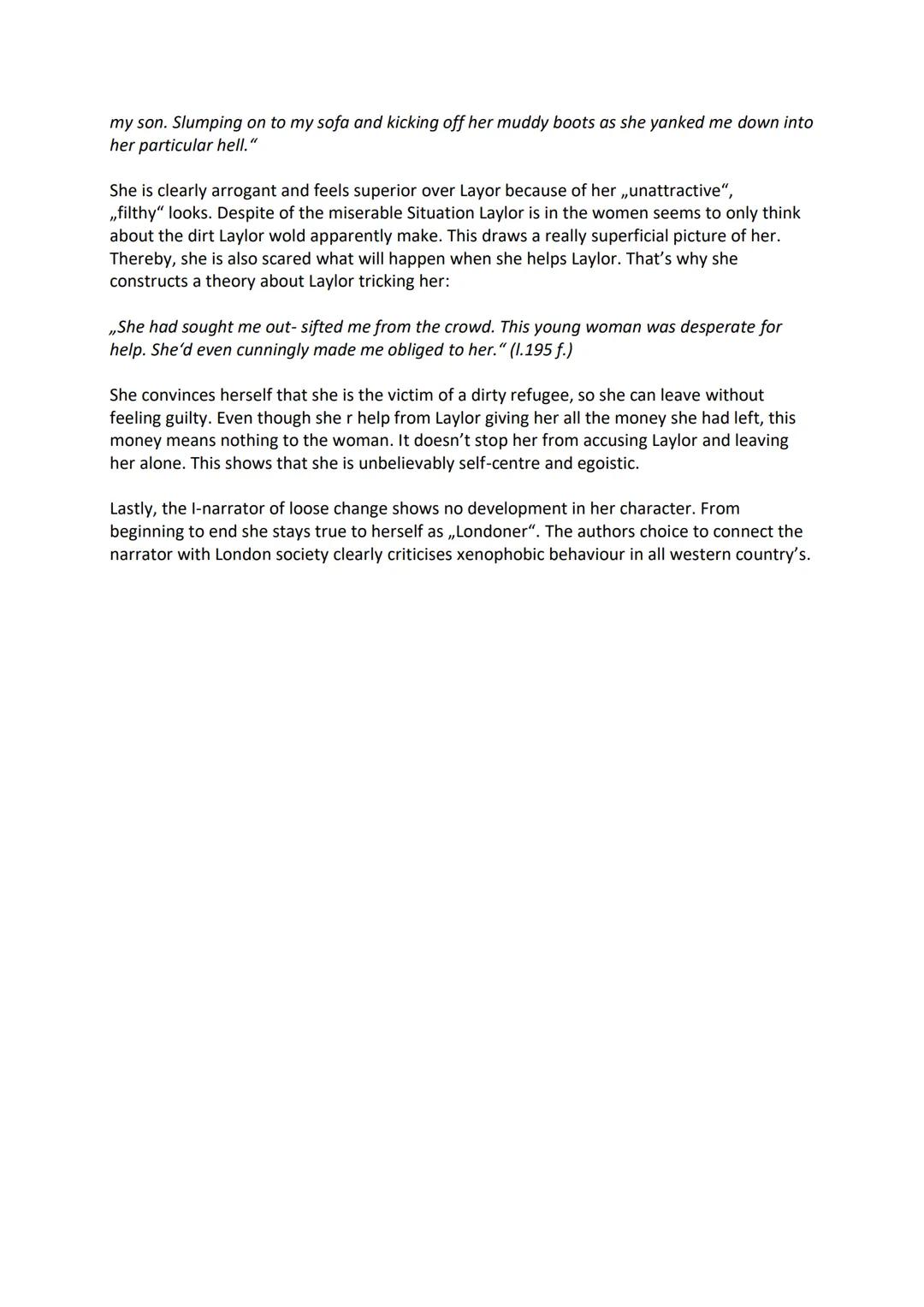 Loose Change - character analysis
The short story "Loose Change", written by Andrea Levy, published 2008, is about the
cultural differences 