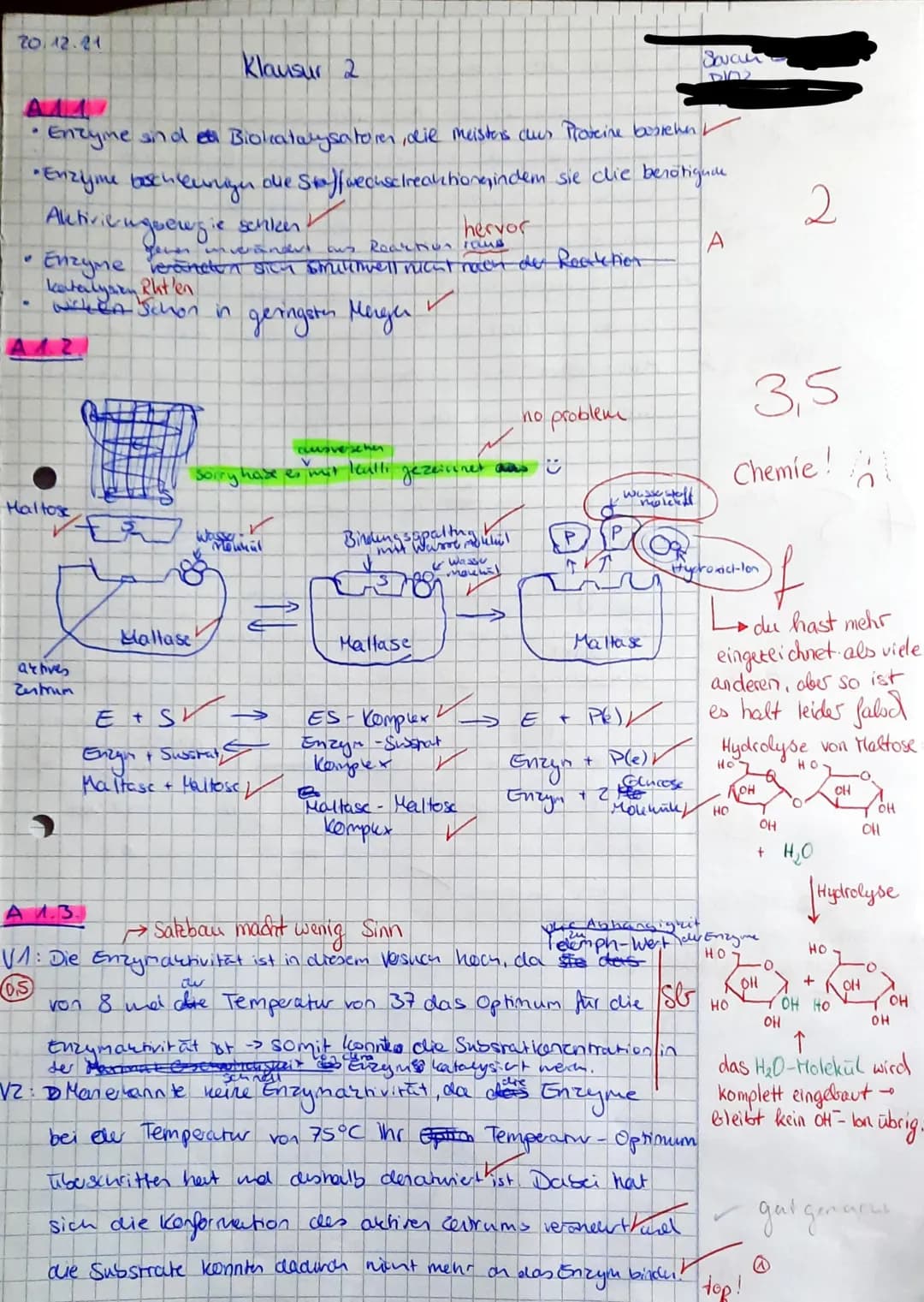 ))
K1 Biologie
Leistungsfach
Name Schüler*in:
Aufgabe 1
22 /25 VP
Ansatz
Nr.
123456
Wasser
+
+
+
Saran
+
1 Biokatalyse: Maltase
Bei der Verd