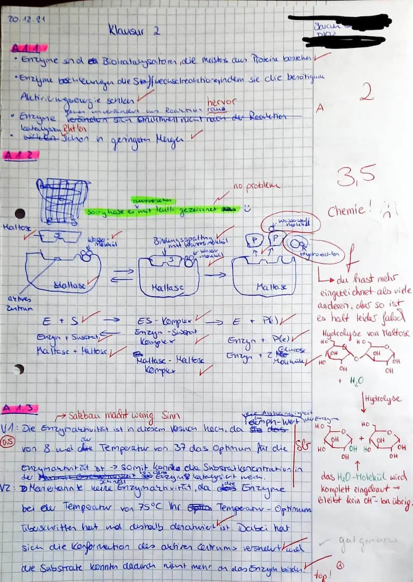 ))
K1 Biologie
Leistungsfach
Name Schüler*in:
Aufgabe 1
22 /25 VP
Ansatz
Nr.
123456
Wasser
+
+
+
Saran
+
1 Biokatalyse: Maltase
Bei der Verd