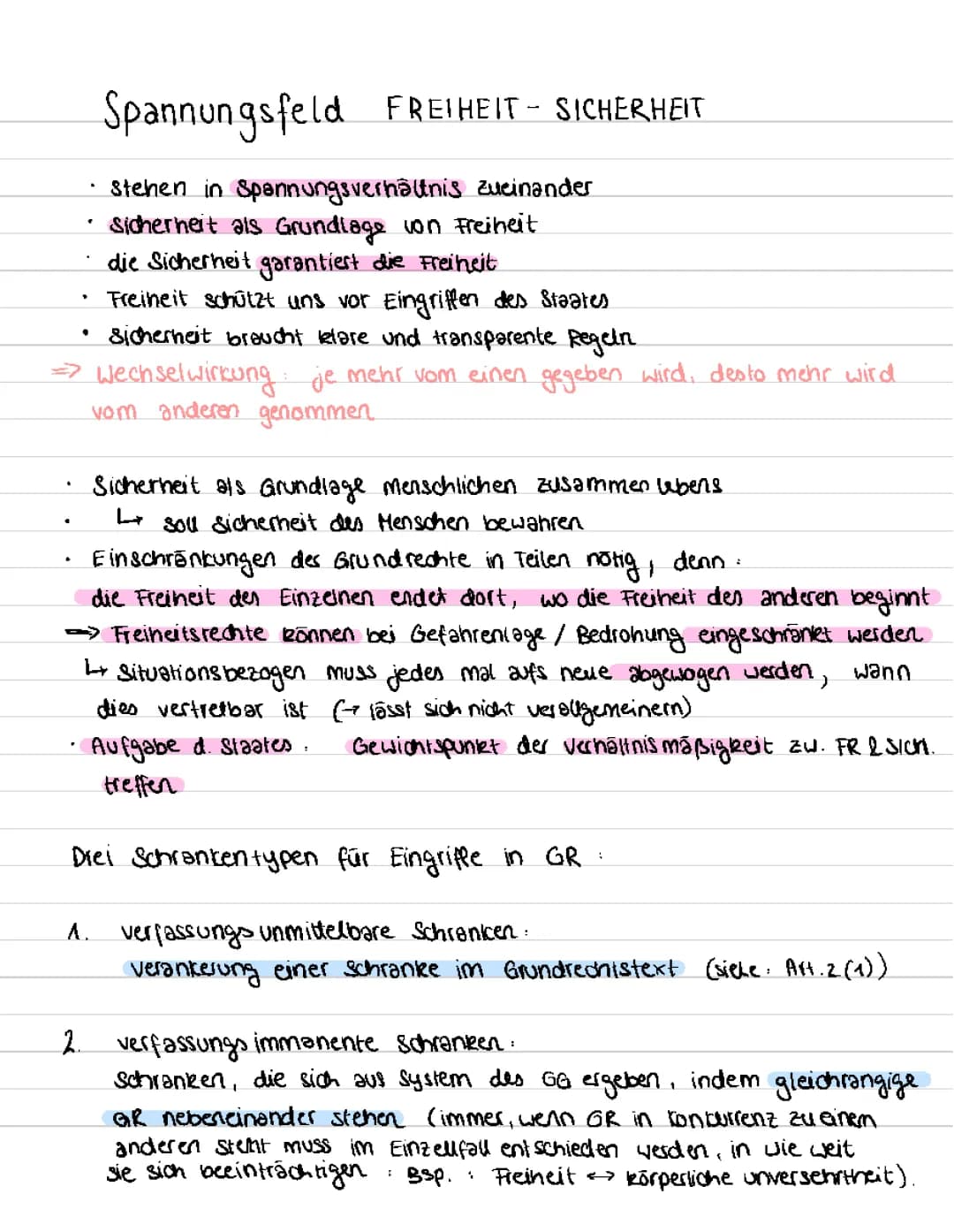 Spannungsfeld Freiheit- Sicherheit im Grundgesetz