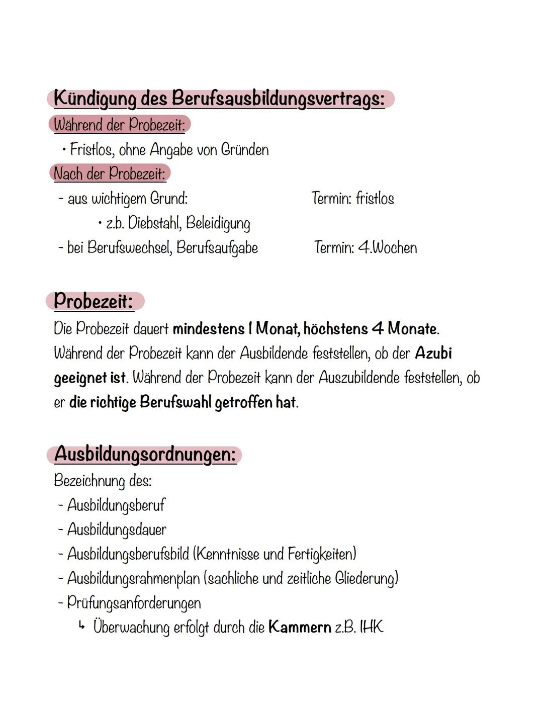 Berufsausbildungsvertrag
Mindestangaben eines Lehrvertrages:
• Art und Ziel der Berufsausbildung
Beginn und Dauer der Berufsausbildung
• Dau