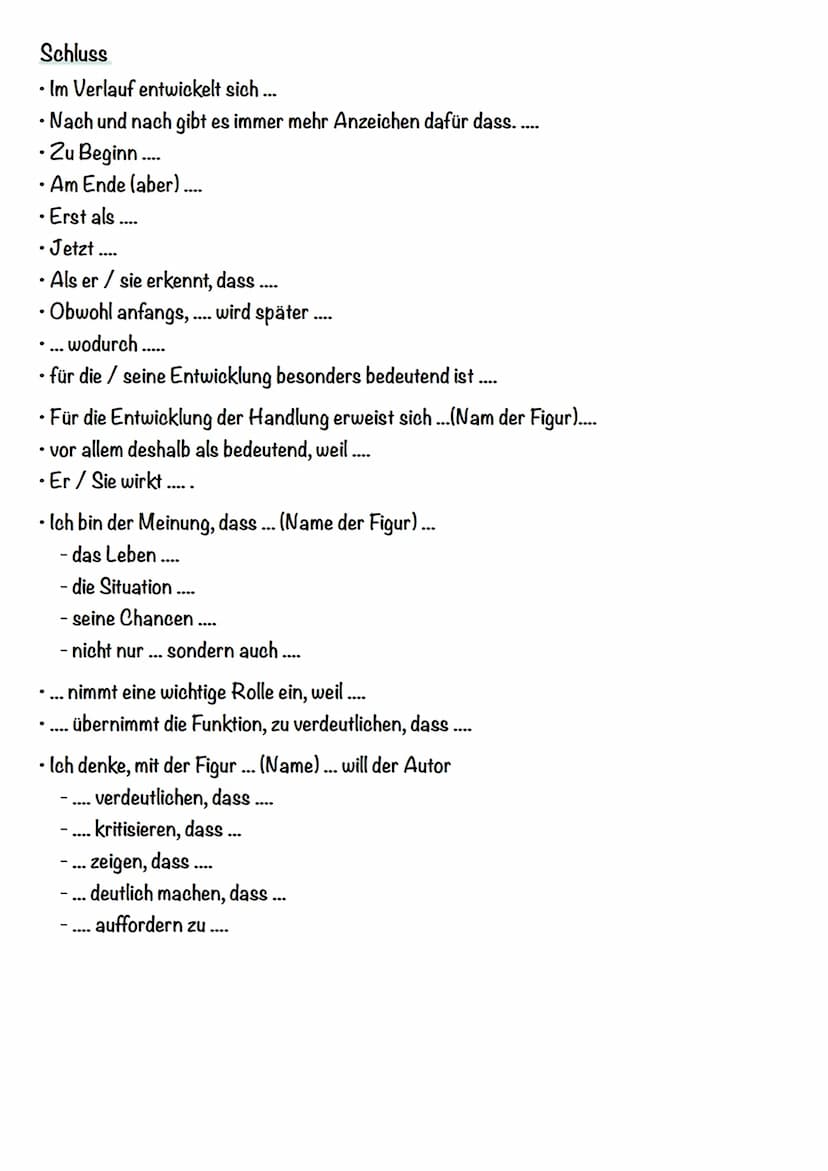 Aufbau-Charakterisierung
1. Einleitung mit Basissatz
2. Kurze Hinführung zum Thema
Inhalt (1-2 Sätzen)
Ort und Zeit des Geschehens
Kernaussa