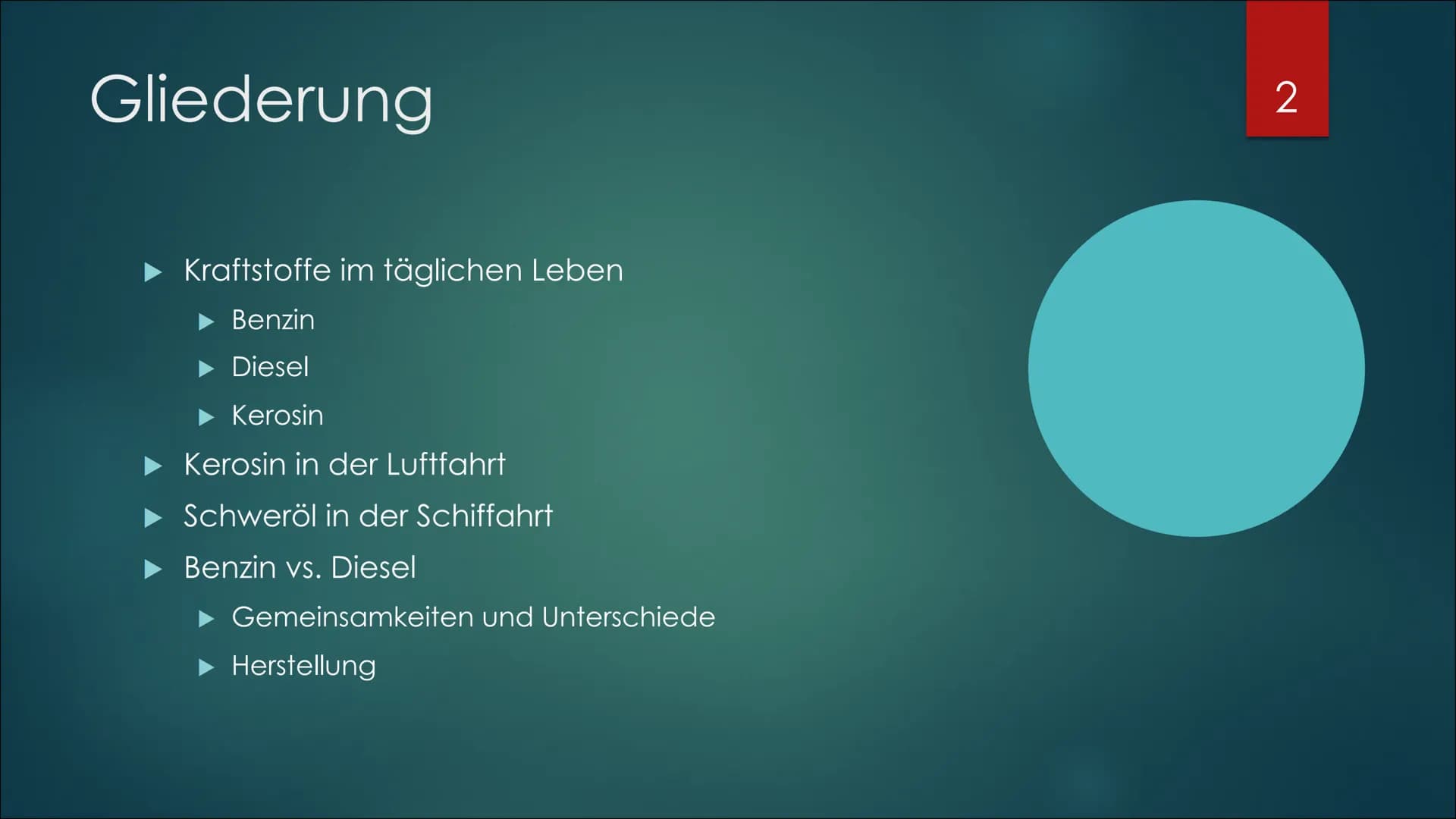 fossile Energieträger –
Kraftstoffe im
Vergleich
EHRLICH, AMELIE, 15. DEZEMBER 2020, 10/1
1 Gliederung
► Kraftstoffe im täglichen Leben
Benz