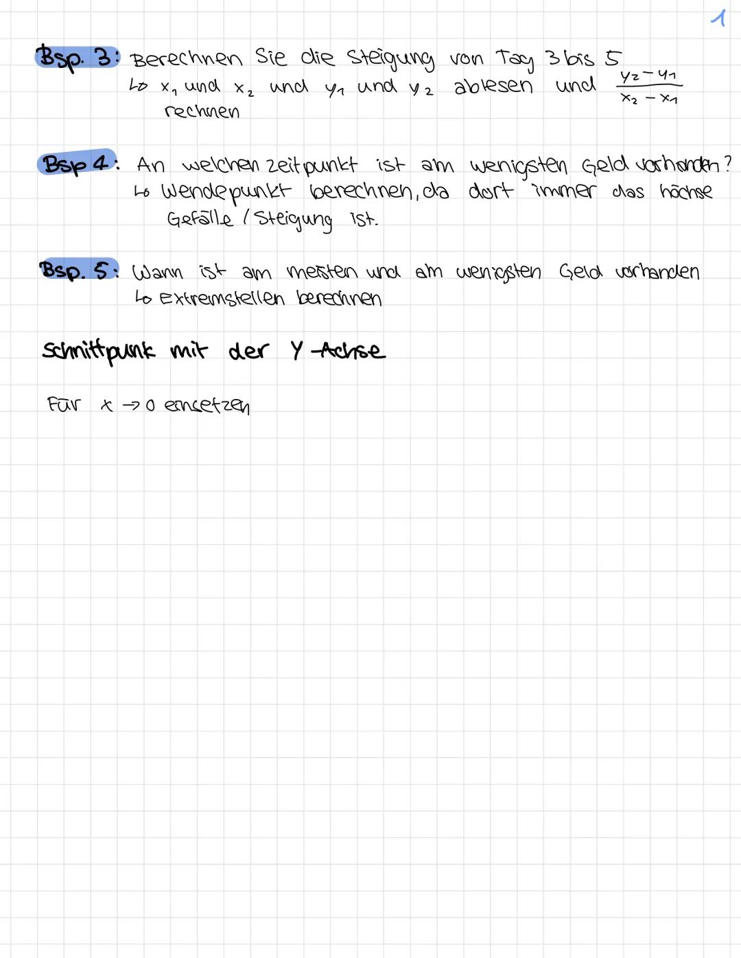 # 1. Mathe Lernzettel

1.  Zu Funktionsgraphen, Graphen der Ableitungfunktion skizzieren
f'(x) = Steigung von f
Extrempunkte = Nullstellen
W