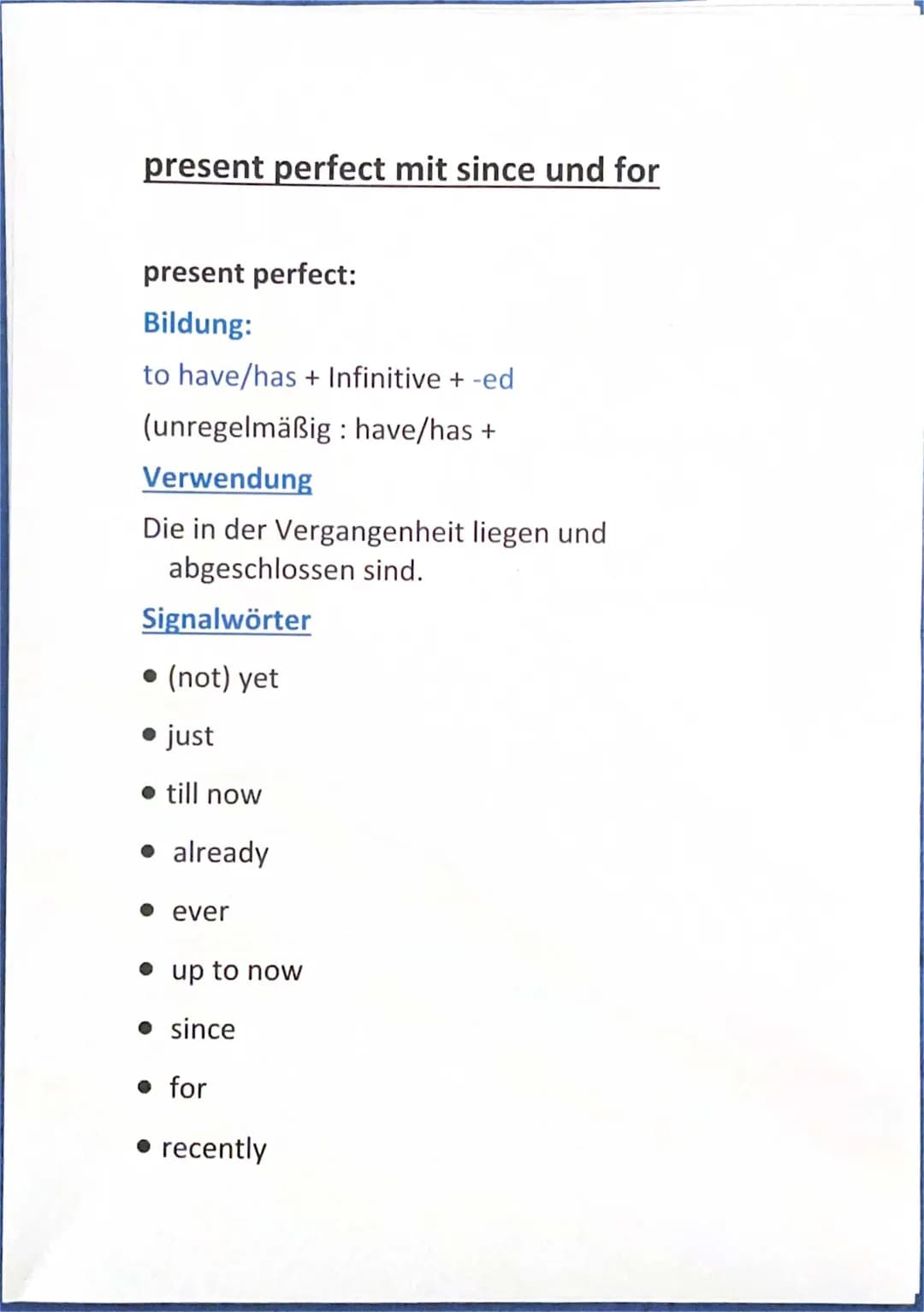 present perfect with since and for and present perfect progressive with since and for 