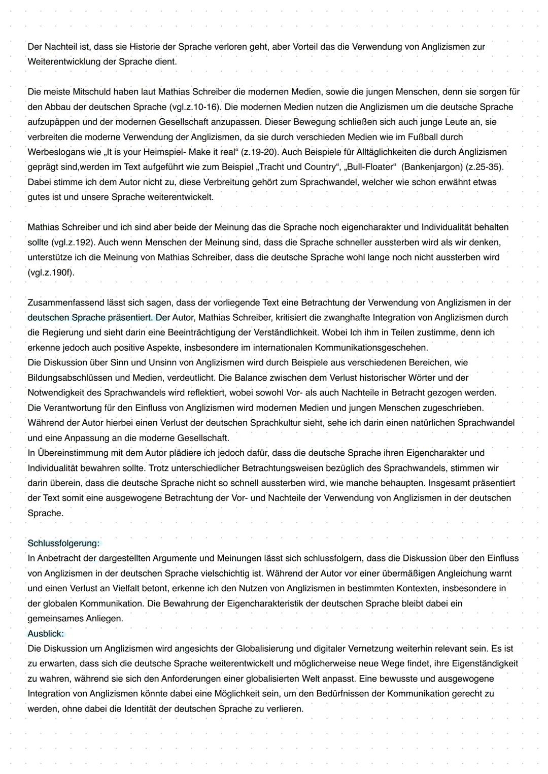 Deutsch Analyse
Merle
Deutsch for Sale Von Mathias Schreiber
Einleitungssatz
Der Text ,,Deutsch for Sale" von Matthias
Schreiber, verfasst i