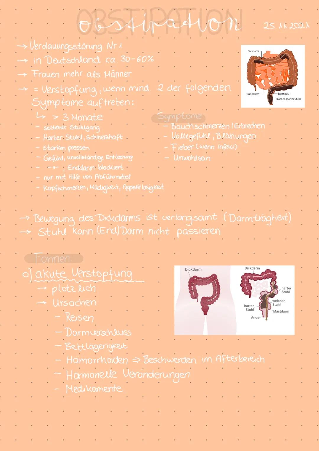 OBSTIPATION
→ Verdauungsstörung
Nr 1
in Deutschland ca 30-60%
Frauen mehr als Männer
Verstopfung, wenn mind. 2 der folgenden
Symptome auftre