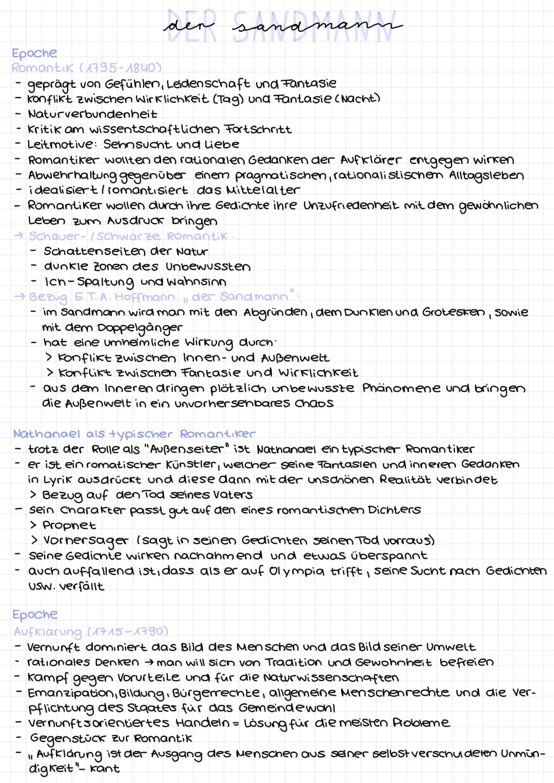 Epoche
Romantik (1795-1840)
den
and man
geprägt von Gefühlen, Leidenschaft und Fantasie
konflikt zwischen Wirklichkeit (Tag) und Fantasie (N