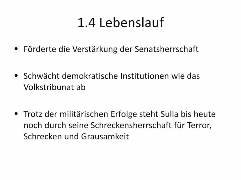 Lucius Cornelius Sulla (Felix)
Von Deniz Liam Sari Gliederung
1. Lebenslauf
2. Kriegsführung
3. Die Poskriptionen
4. Quellen 1. Lebenslauf
•