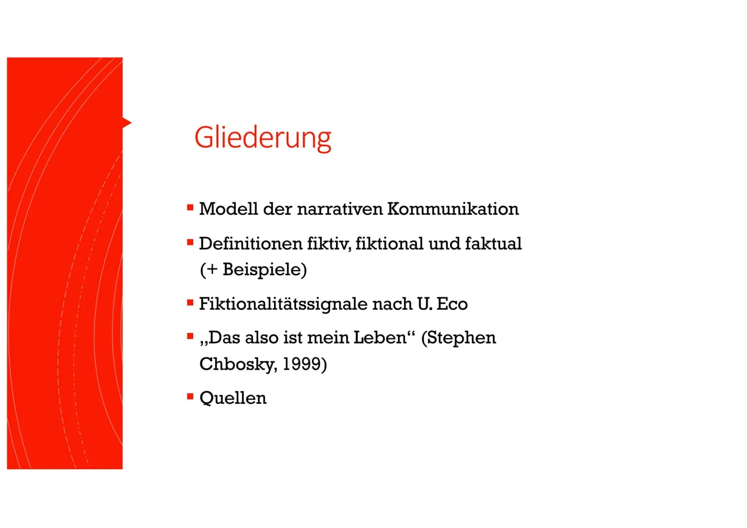 Kommunikation
Autor - Leser
GFS im Fach Deutsch
16.10.2020 Deutsch-GFS
Modell der narrativen Kommunikation
Erzähltext
realer
Autor
Kommunika