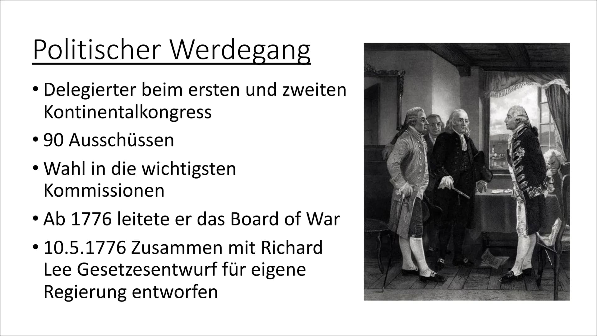 John Adams Gliederung
1. Kindheit
2. Studium und Berufsleben
3. Familie
4. Reaktion auf politische Ereignisse
5. Politischer Werdegang
6. Le