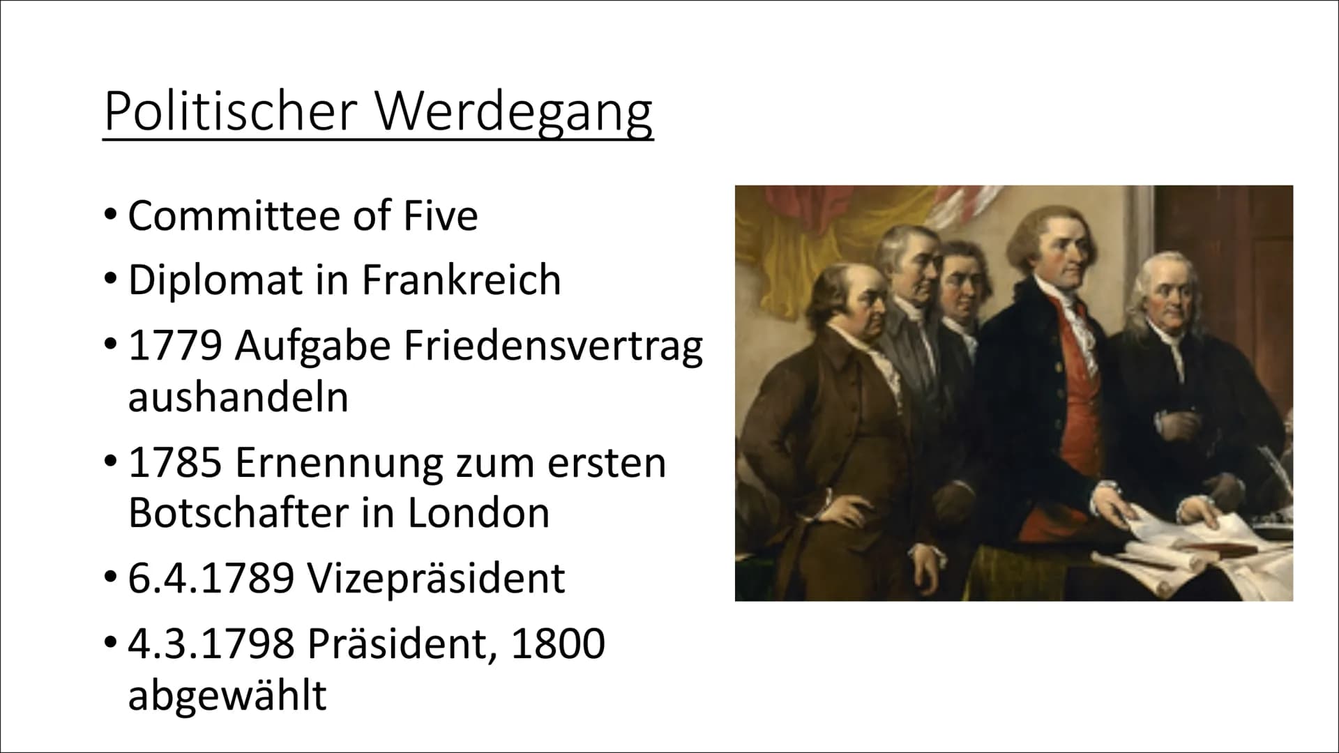John Adams Gliederung
1. Kindheit
2. Studium und Berufsleben
3. Familie
4. Reaktion auf politische Ereignisse
5. Politischer Werdegang
6. Le