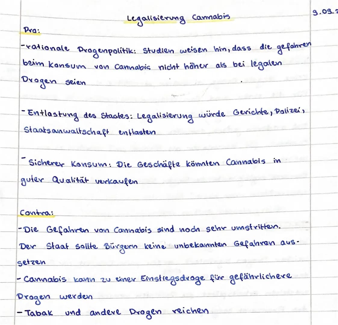 Legalisierung Cannabis.
-rationale Progenpolitik: Studien weisen hin, dass die
beim konsum von Cannabis nicht höher als bei legalen
Drogen s