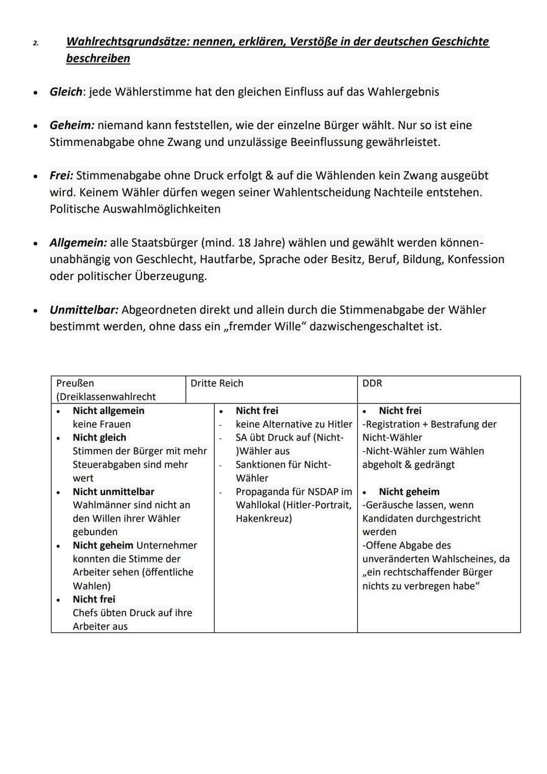 1. Wahlfunktionen einer demokratischen Wahl: nennen und zuordnen
●
●
Kontrolle der Regierenden:
Wähler kann Regierung bestätigen oder abwähl