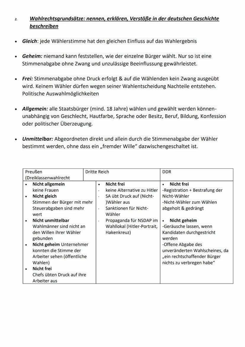 1. Wahlfunktionen einer demokratischen Wahl: nennen und zuordnen
●
●
Kontrolle der Regierenden:
Wähler kann Regierung bestätigen oder abwähl
