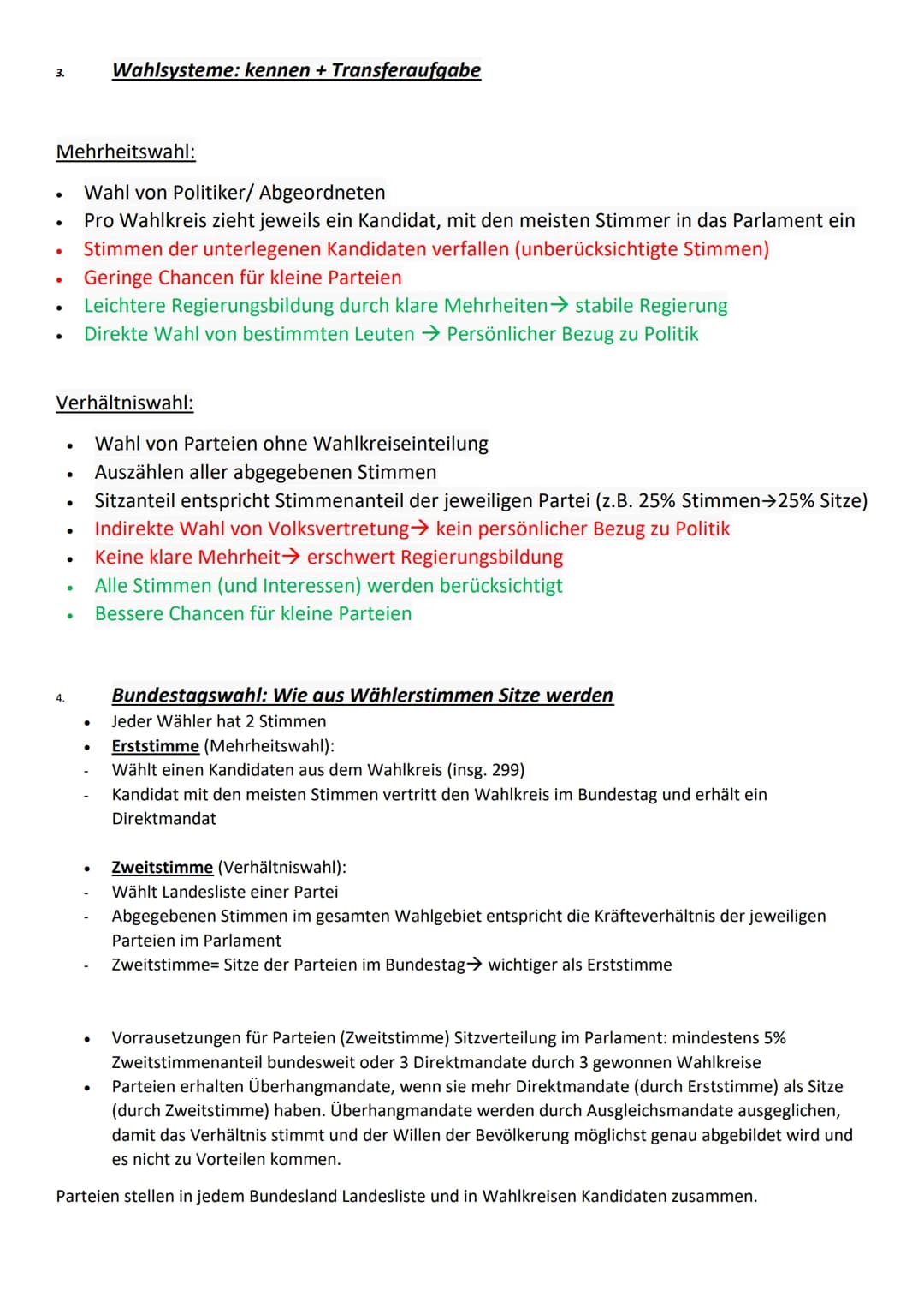 1. Wahlfunktionen einer demokratischen Wahl: nennen und zuordnen
●
●
Kontrolle der Regierenden:
Wähler kann Regierung bestätigen oder abwähl