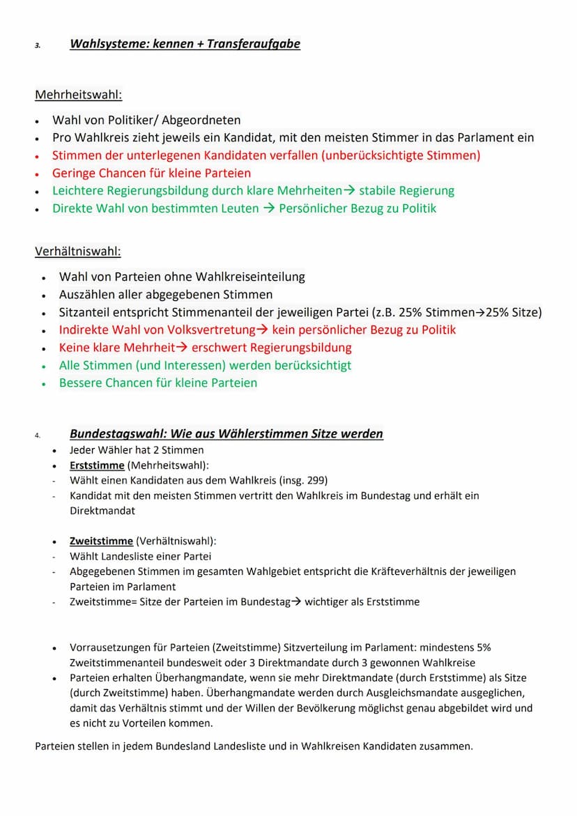 1. Wahlfunktionen einer demokratischen Wahl: nennen und zuordnen
●
●
Kontrolle der Regierenden:
Wähler kann Regierung bestätigen oder abwähl
