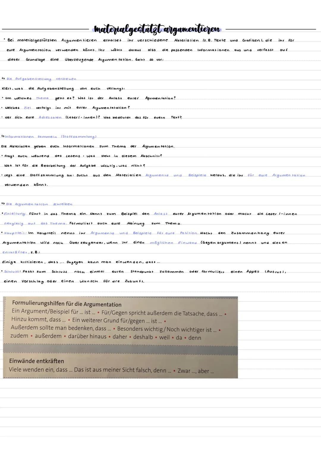 materialgestatzt argamentieren
•Bei materialgestützten Argumentieren. erhaltet ihr verschiedene Materialien (2.8. Texte und Grafiken, die
eu