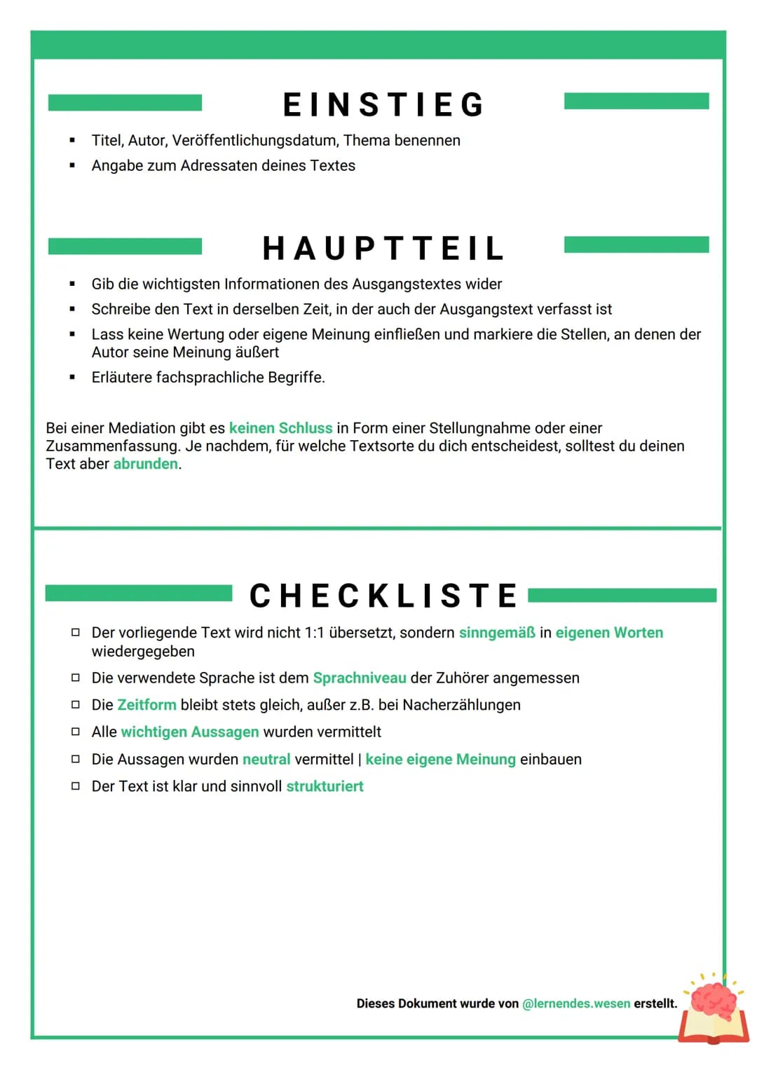 MEDIATION
MEDIATION
→ Mediation (Vermittlung), auch Sprachmittlung
genannt, ist nicht mit einer Übersetzung zu verwechseln.
Im Gegensatz zu 