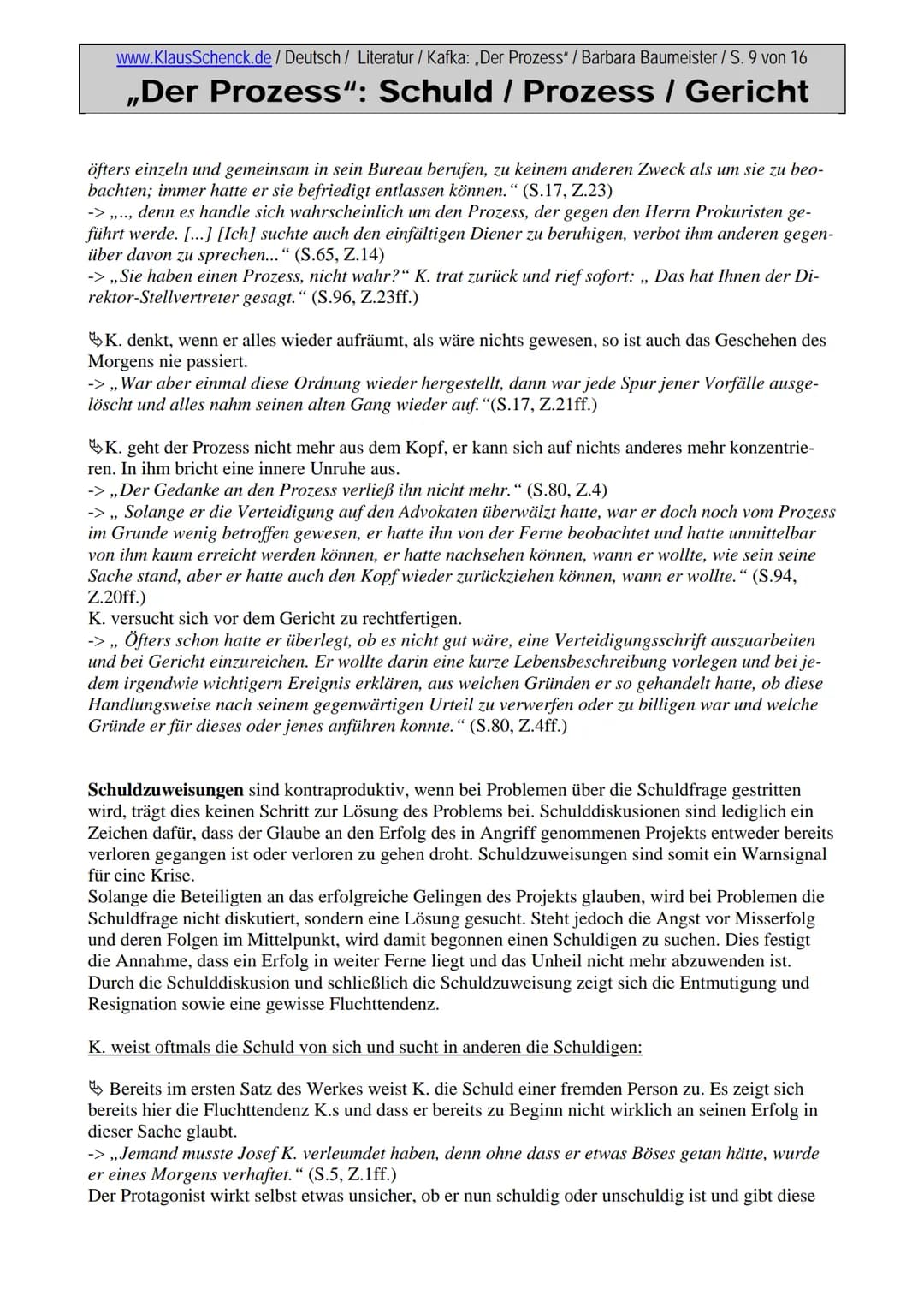 In einem der bekanntesten Werke Kafkas ,,der Prozeß" beschreibt er das Geschehen um den Proku-
risten Josef K., der eines Tages von einer se