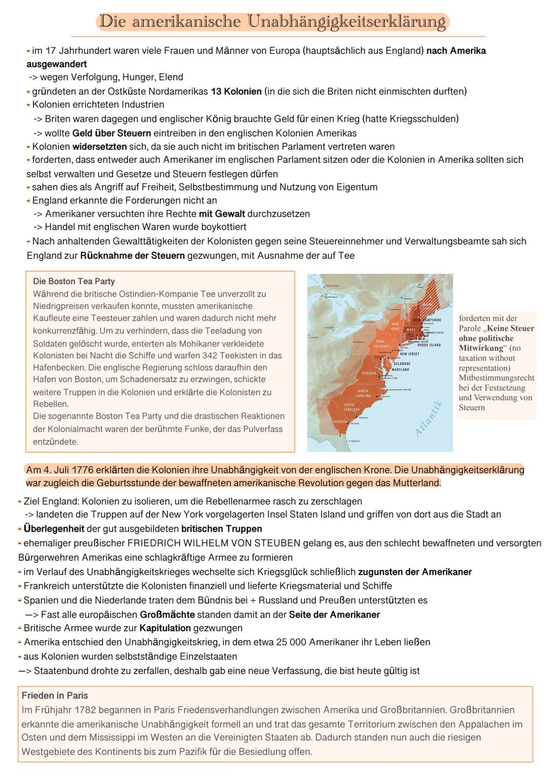 Die amerikanische Unabhängigkeitserklärung
- im 17 Jahrhundert waren viele Frauen und Männer von Europa (hauptsächlich aus England) nach Ame