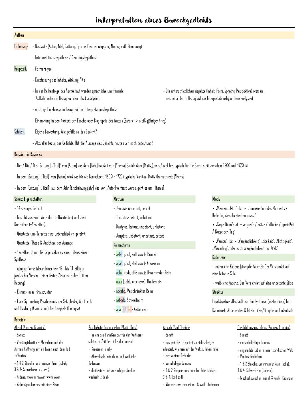 Interpretation eines Barrockgedichts