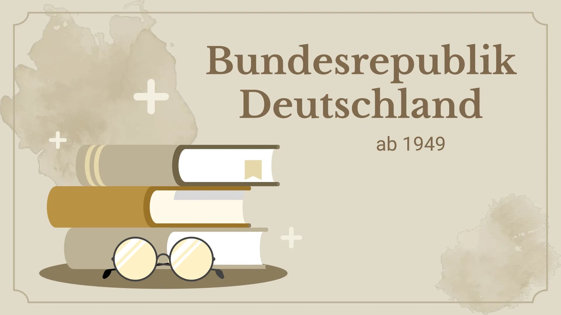 +
+
Bundesrepublik
Deutschland
ab 1949 ●
●
Themen
BRD und DDR im Vergleich
Gründerjahre 1949-1961
-> Westintegration in der Ära Adenauer
-> 