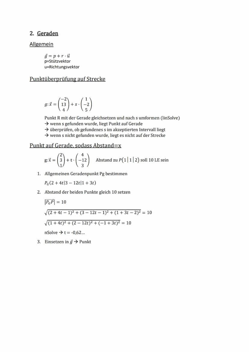 Übersicht
Grundlagen Vektoren
1. Punkte im Koordinatensystem angeben
2. Geraden (allgemein)
Umformungen von Ebenen
Abstände
3. Parameterform