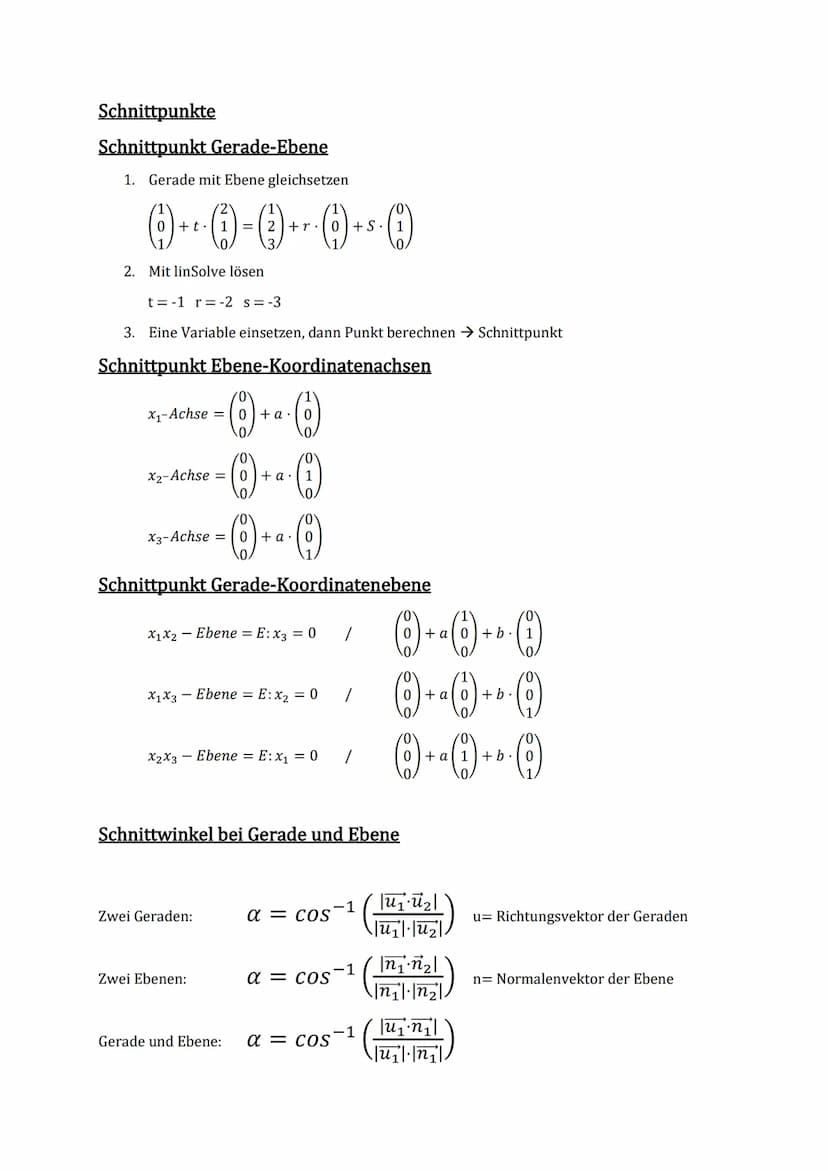 Übersicht
Grundlagen Vektoren
1. Punkte im Koordinatensystem angeben
2. Geraden (allgemein)
Umformungen von Ebenen
Abstände
3. Parameterform