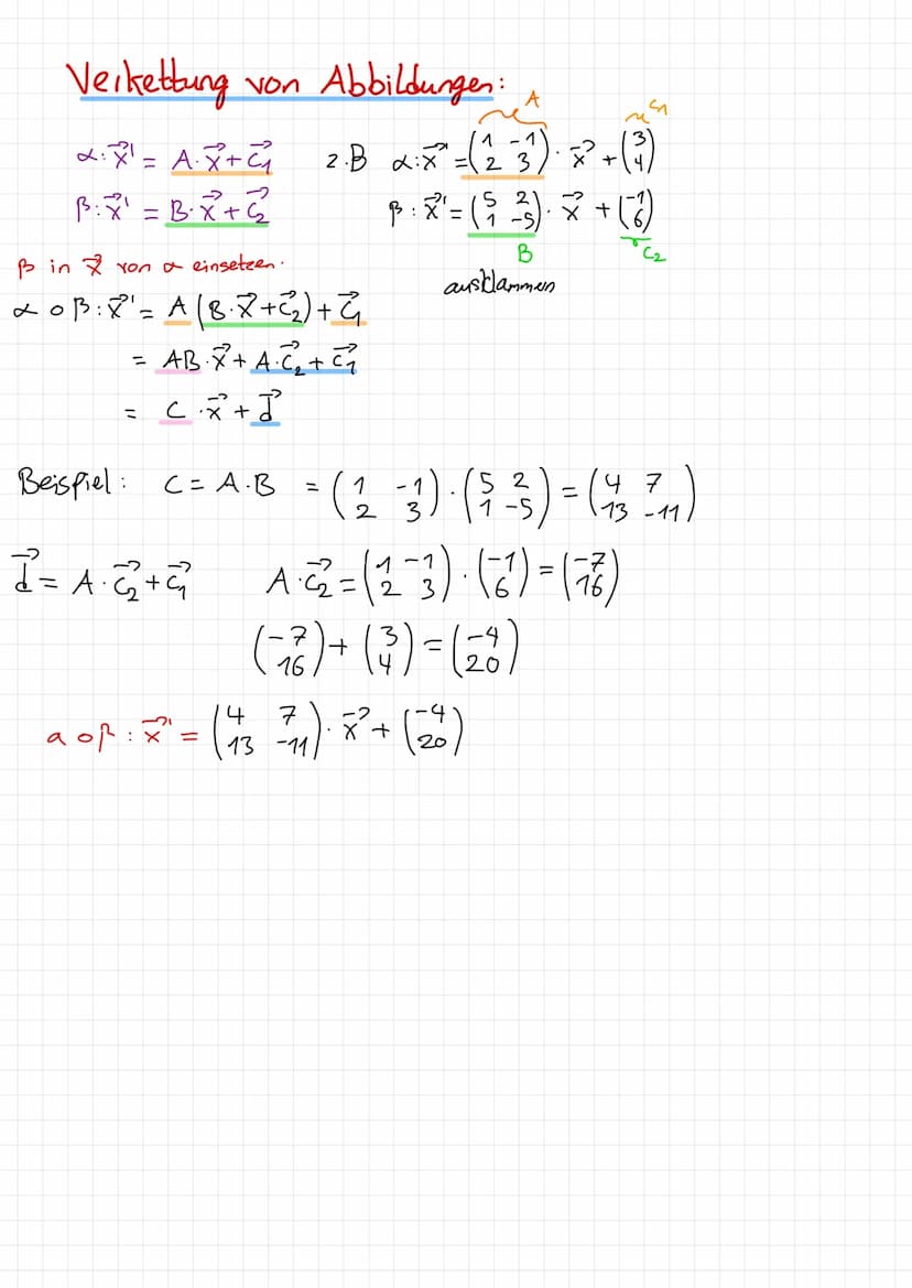 Matrixen
Matrixen Schreibweise:
2.B
1313
2032
0-222
Rechnen mit Matrixen:
2.B
A x² = 6²
addieren/Substrahieren.
1 2
03
2.B
12
+
4 1
30
4 1
3
