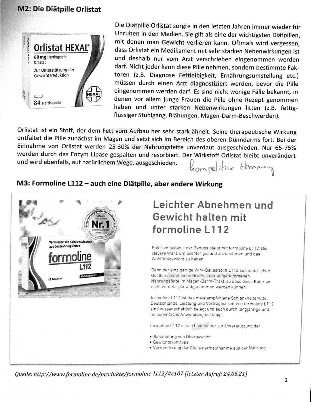 Name:
1.2
1.3
Aufgabe 1: Orlistat - Die Wirkung einer Diätpille
1.1 Erläutern Sie die Umsetzung (Spaltung) von Fettmolekülen durch die Lipas